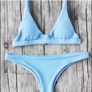 Blue Ribbed Bikini